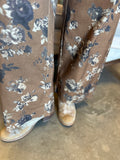 Brown Floral Twill Pant