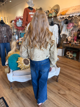 Sand Paisley Denim Jacket