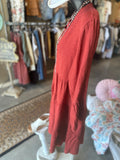 Tobacco or Terracotta  Linen Tiered Dress