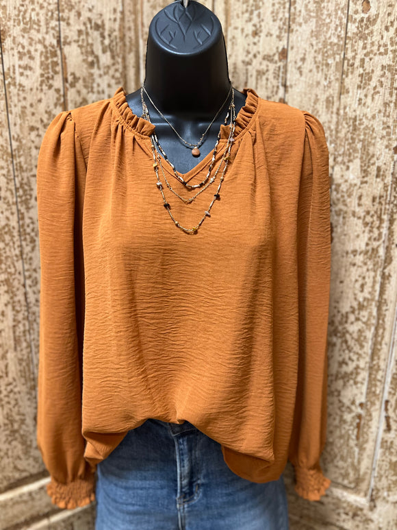 Basic Blouse in Pumpkin or Ivory