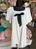 White Bow Mini Dress