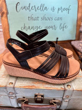 Corkys What About Now Wedge in Black or Cognac
