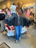 Black Mixed Knit Poncho