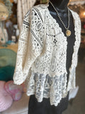 Natural or White Crochet and Lace Cardi