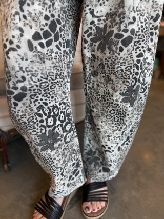 Ash Black Leopard and Floral Print Jean
