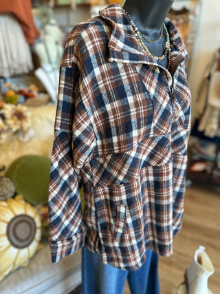 Chestnut Plaid Half Zip