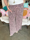 Leopard Terry Knit Pant in Mauve or Teal