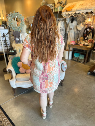 Printed Washed Twill Shirt Dress in Rose, Sage or Taupe