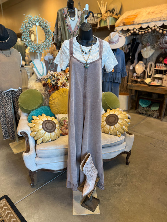 Coffee Tie Back Overalls