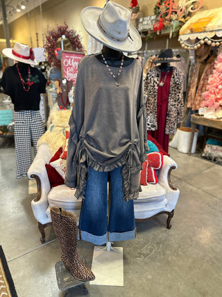 Charcoal Ruffle Top