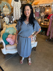 Linen Blend Maxi Dress in Taupe or Navy