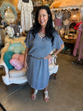 Linen Blend Maxi Dress in Taupe or Navy