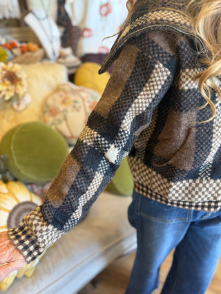 Brown Plaid Crop Jacket