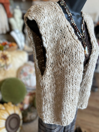 Oatmeal or Mocha Open Front Chunky Vest