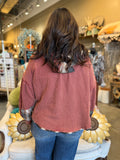 Hazelnut or Rosewood Plaid Patch Hoodies