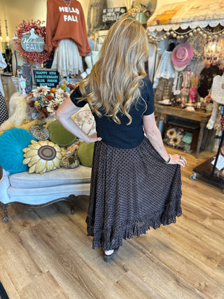 Espresso Polka Dot Skirt