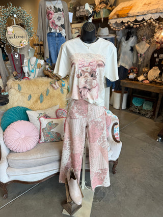 Vintage Rose Patchwork Print Pant