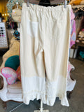 Natural Woven Mix Ruffle Pant