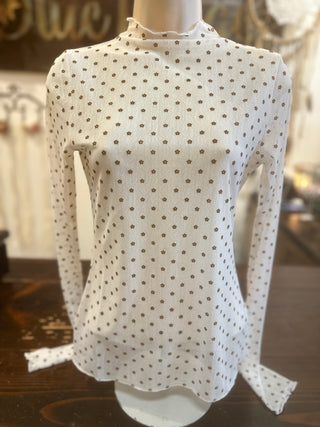 Brown Daisy Mesh Top