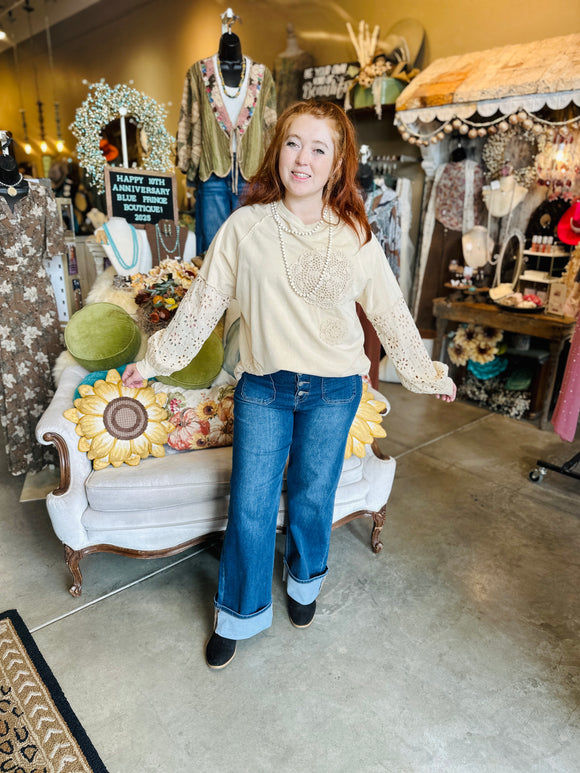 Ecru Eyelet Lace Pullover