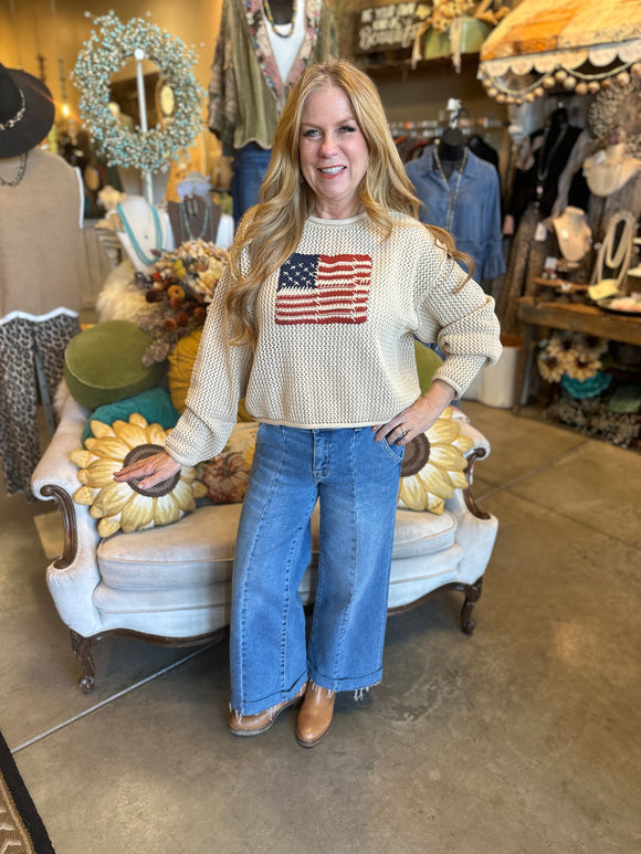 Vintage American Flag Sweater