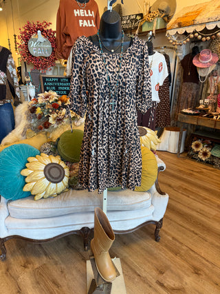 Leopard Print Dress w/Ruffles