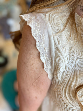 Natural Eyelet Crochet Tank Top