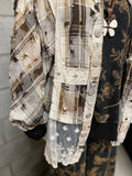 Mocha or Black Multi Plaid and Lace Jacket