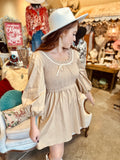 Tan Sweater Mix Dress