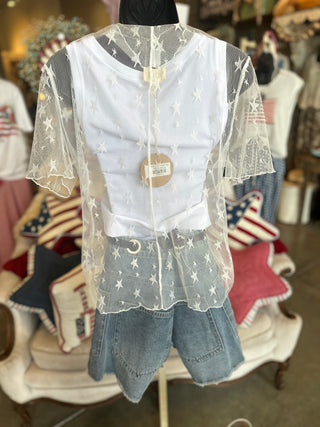 White Star Mesh Top