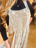 Beige Velvet Overalls