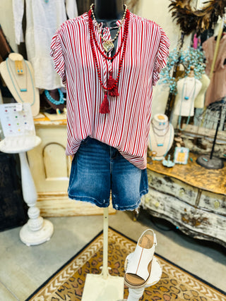 Red and White Striped Blouse