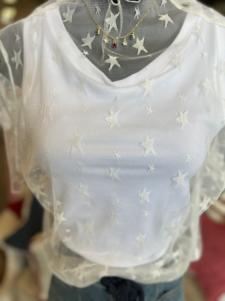 White Star Mesh Top