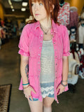 Pink Denim Tiered Mini Dress or Duster