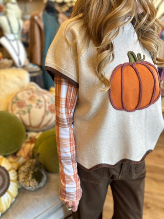 Rust Plaid Mesh Top