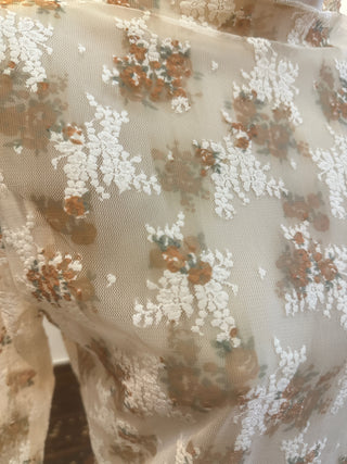 Ivory Rust Floral Lace Top