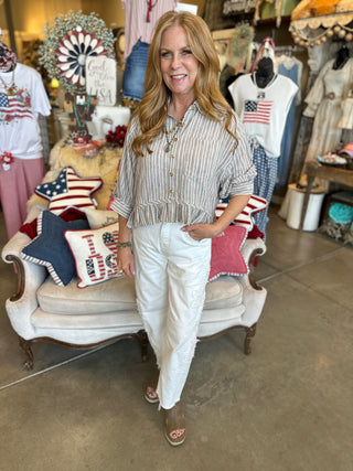 Coco Striped Ruffle Blouse