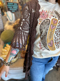 Natural or Brown High Low Crochet Duster