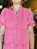 Pink Denim Tiered Mini Dress or Duster