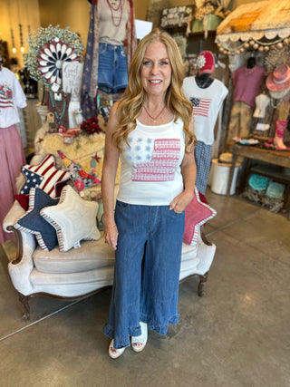 All American Lace Detail Tank Top