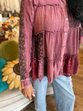 Garnet Tiered Patchwork Blouse