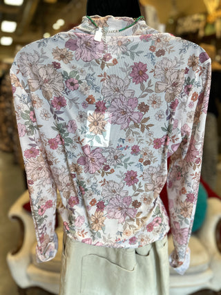 Clay Rose Mesh Top