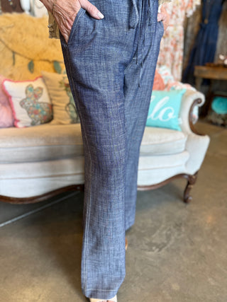 Coconut Brown  or Navy Linen Blend Pant