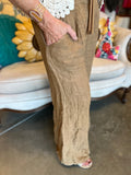 Camel Linen Button Pant