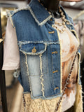 Over the Edge Denim Lace Vest