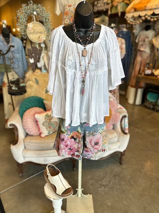 Pol Embroidery Blouse in White