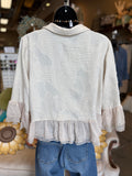 Beige Ruffle Cropped Jacket