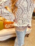 Cream Crochet Knit Sweater