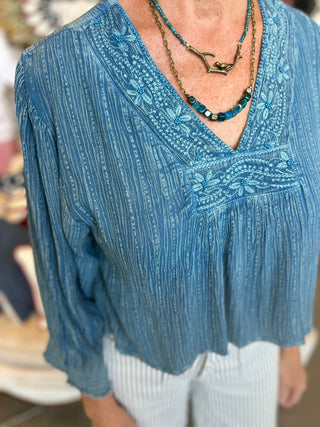 Pol White or Blue Whimsy Blouse