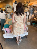 Latte Floral Embroidery Mini Dress